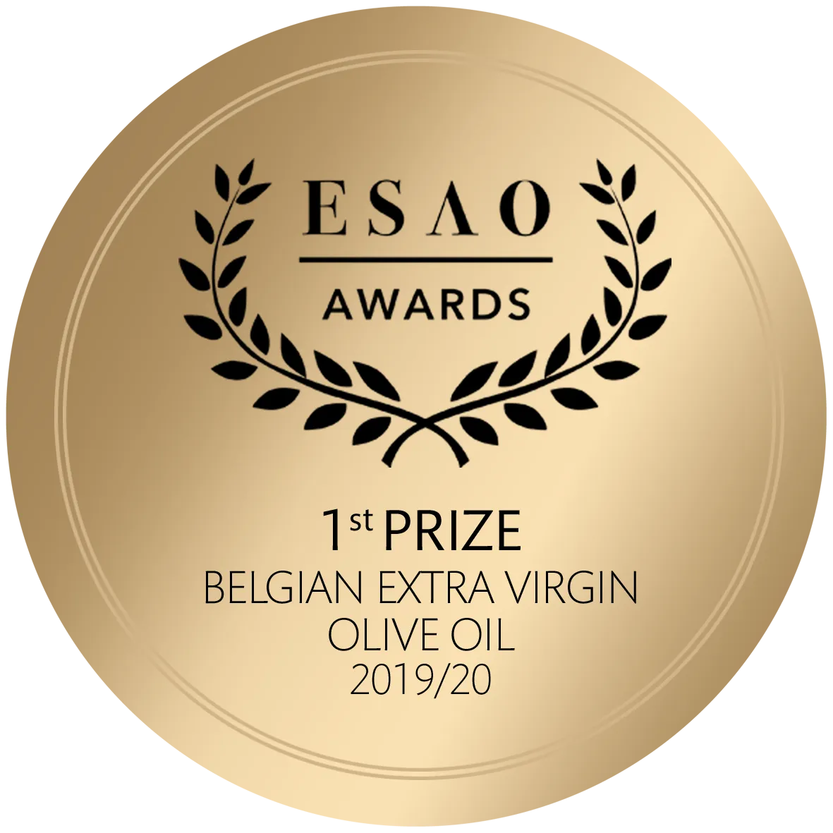 Gouden medaille van de ESAO Awards: 1st Prize, Belgian Extra Virgin Olive Oil 2019/20